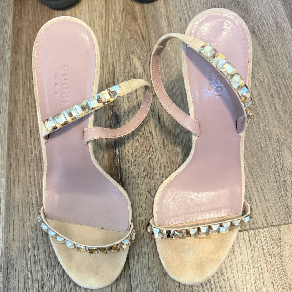 Gucci Women's Beige Studded Heels